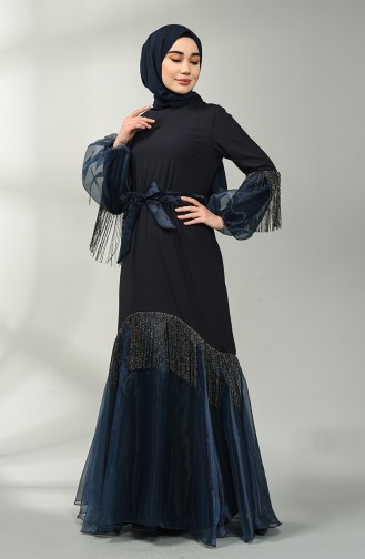 Dunkelblau Hijab Kleider 60120-02