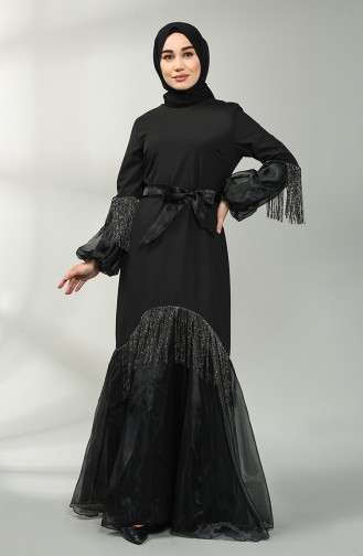 Schwarz Hijab Kleider 60120-03