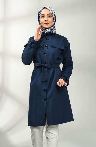 Pocket Detailed Buttoned Tunic 8009-01 Navy Blue 8009-01