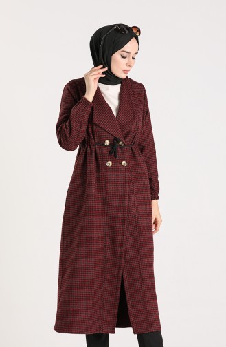 Checked Down Coat 5580-06 Claret Red 5580-06