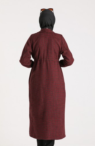 Checked Down Coat 5580-06 Claret Red 5580-06