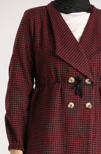 Checked Down Coat 5580-06 Claret Red 5580-06