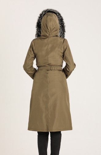 Hooded Fur Coat 1003-03 Khaki 1003-03