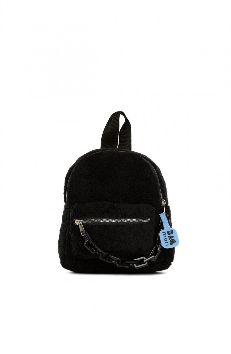 Black store furry backpack