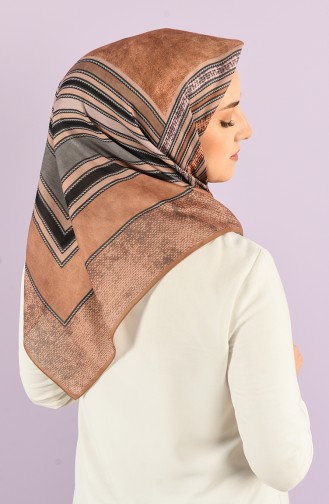 Karaca Patterned Soft Scarf 90732-06 Light Brown Dark Gray 90732-06