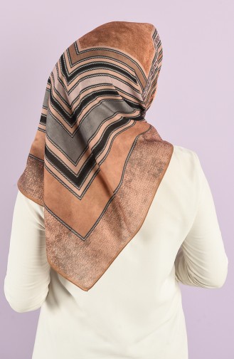 Karaca Patterned Soft Scarf 90732-06 Light Brown Dark Gray 90732-06