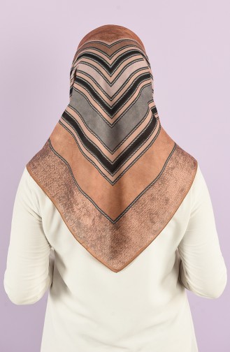 Karaca Patterned Soft Scarf 90732-06 Light Brown Dark Gray 90732-06