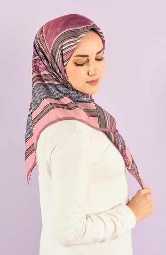 Karaca Patterned Soft Scarf 90732-11 Dry Rose Dark Lilac 90732-11