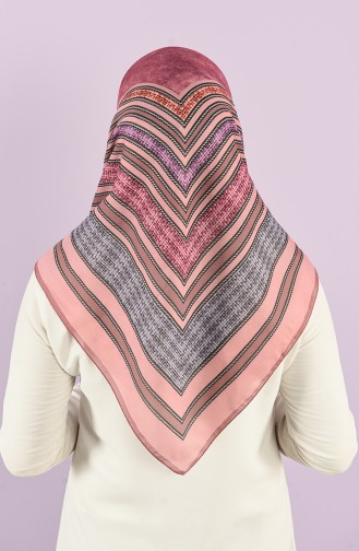 Karaca Patterned Soft Scarf 90732-11 Dry Rose Dark Lilac 90732-11