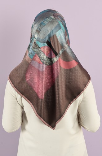 Karaca Patterned Rayon Scarf 90736-07 Bitter Brown Dark Powder 90736-07