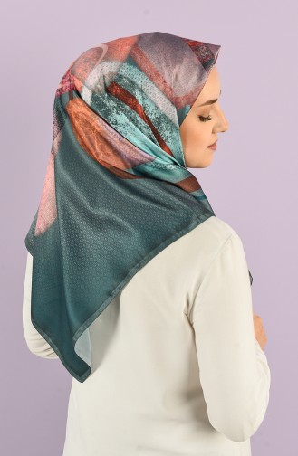 Karaca Patterned Rayon Scarf 90736-09 Petrol Tile 90736-09