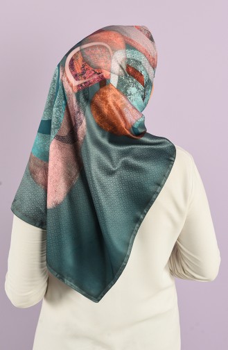 Karaca Patterned Rayon Scarf 90736-09 Petrol Tile 90736-09