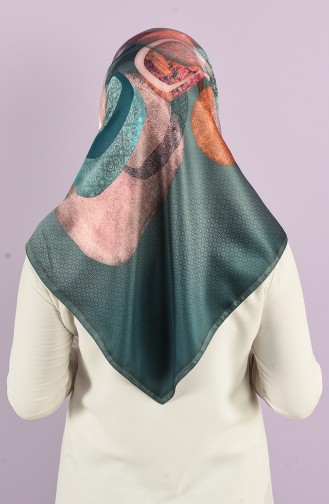 Karaca Patterned Rayon Scarf 90736-09 Petrol Tile 90736-09