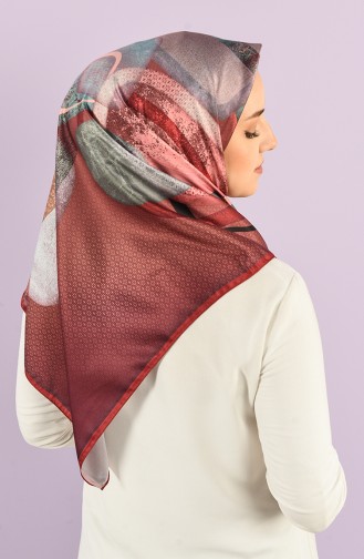 Karaca Patterned Rayon Scarf 90736-10 Claret Red Black 90736-10