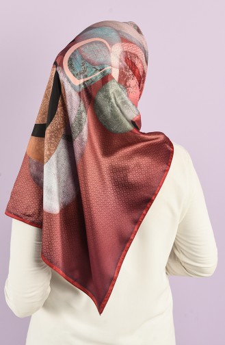 Karaca Patterned Rayon Scarf 90736-10 Claret Red Black 90736-10