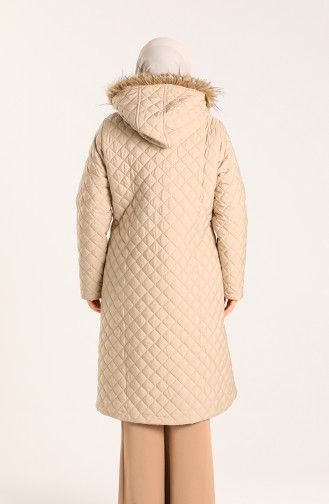 Plus Size Buttoned quilted Coat 5134-06 Beige 5134-06