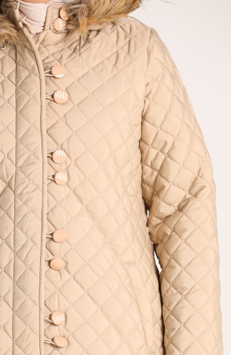Plus Size Buttoned quilted Coat 5134-06 Beige 5134-06