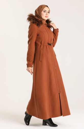 Shirred waist Cashmere Coat 1019-07 Tobacco 1019-07