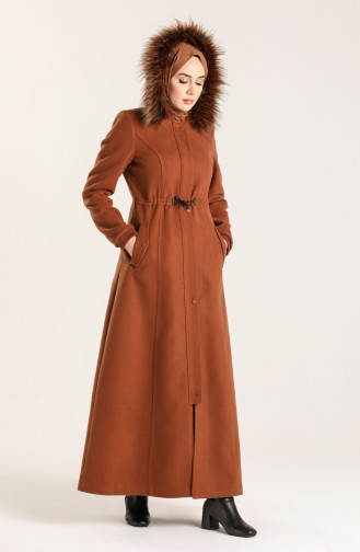 Shirred waist Cashmere Coat 1019-07 Tobacco 1019-07