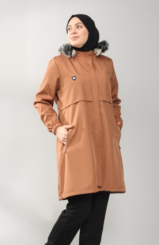 Plus Size Hooded Coat 8102-05 Tobacco 8102-05