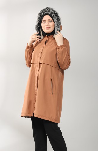 Plus Size Hooded Coat 8102-05 Tobacco 8102-05