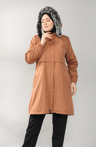 Plus Size Hooded Coat 8102-05 Tobacco 8102-05