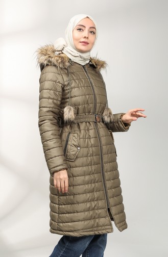 Hooded Quilted Coat 5095-07 Dark Khaki Green 5095-07