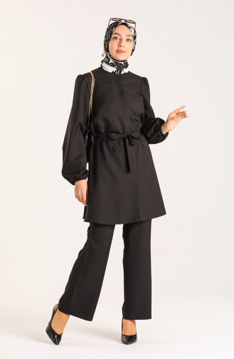 Elastic Sleeve Tunic Trousers Double Suit 0310-01 Black 0310-01