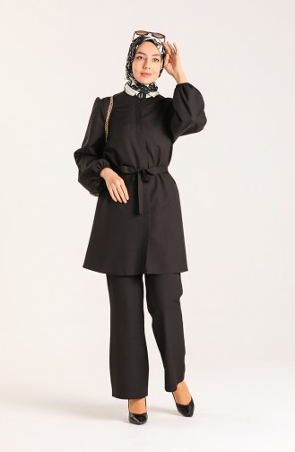 Elastic Sleeve Tunic Trousers Double Suit 0310-01 Black 0310-01