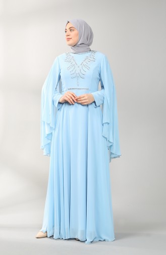 Blau Hijab-Abendkleider 2058-12