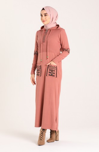 Robe Hijab Rose Pâle 2179A-02