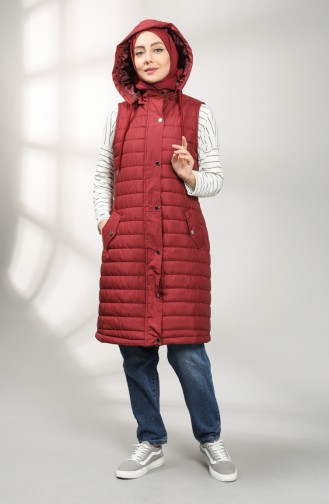 Hooded Quilted Vest 5161-05 Burgundy 5161-05