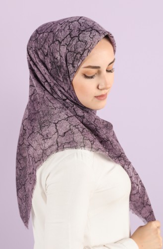 Desenli Flamlı Eşarp 2985-04 Koyu Lila