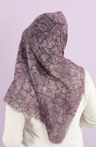 Desenli Flamlı Eşarp 2985-04 Koyu Lila
