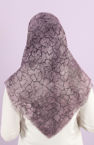 Desenli Flamlı Eşarp 2985-04 Koyu Lila