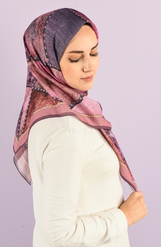 Karaca Patterned Soft Scarf 90728-01 Light Rose Dry Dark Lilac 90728-01