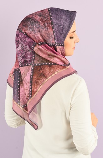 Karaca Patterned Soft Scarf 90728-01 Light Rose Dry Dark Lilac 90728-01