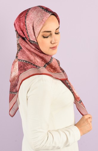 Karaca Desenli Soft Eşarp 90728-02 Bordo Pudra