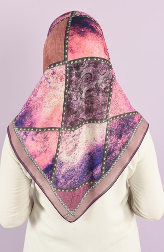 Karaca Patterned Soft Scarf 90728-07 Purple Phosphorescent Pink 90728-07