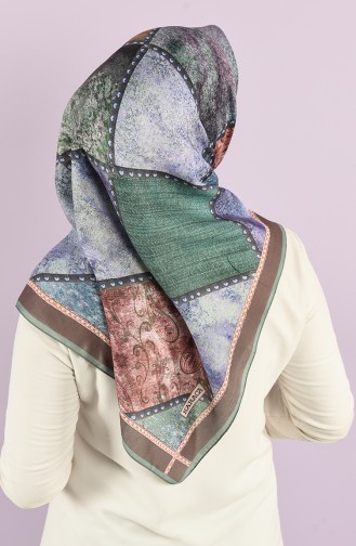 Karaca Patterned Soft Scarf 90728-08 Green Smoked 90728-08