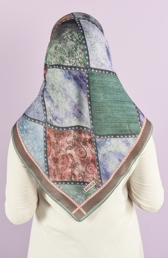 Karaca Patterned Soft Scarf 90728-08 Green Smoked 90728-08