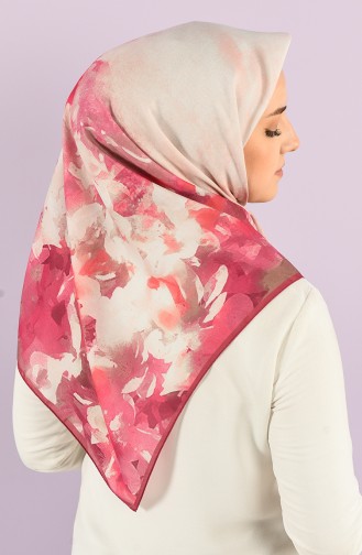 Karaca Patterned Soft Scarf 90733-02 Fuchsia Ecru 90733-02