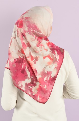 Karaca Patterned Soft Scarf 90733-02 Fuchsia Ecru 90733-02