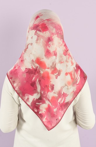 Karaca Patterned Soft Scarf 90733-02 Fuchsia Ecru 90733-02