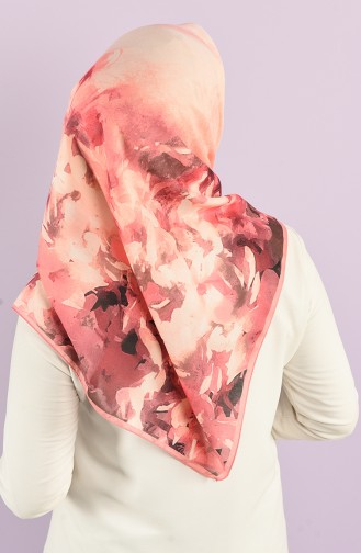 Karaca Patterned Soft Scarf 90733-03 Dark Salmon Damson 90733-03