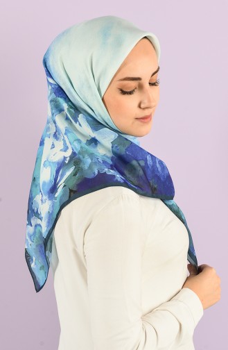 Karaca Patterned Soft Scarf 90733-07 Petrol Blue 90733-07