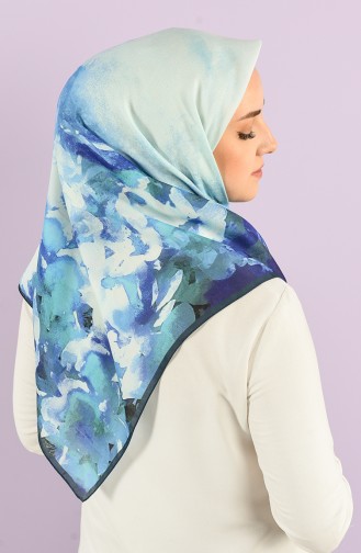 Karaca Patterned Soft Scarf 90733-07 Petrol Blue 90733-07