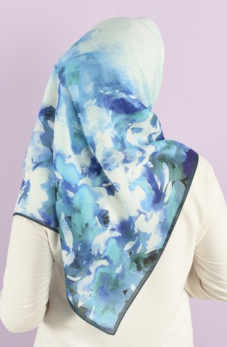 Karaca Patterned Soft Scarf 90733-07 Petrol Blue 90733-07