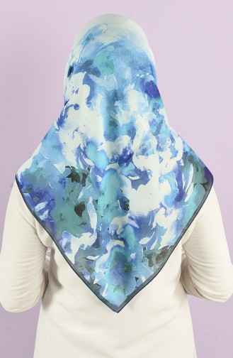 Karaca Patterned Soft Scarf 90733-07 Petrol Blue 90733-07