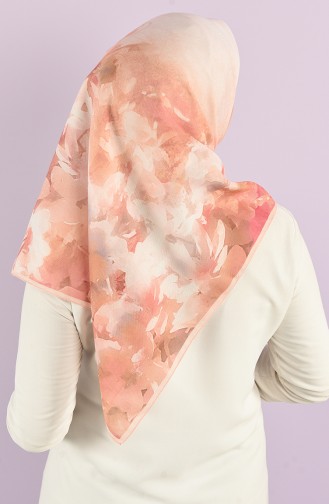 Karaca Patterned Soft Scarf 90733-11 Salmon Light Brown 90733-11